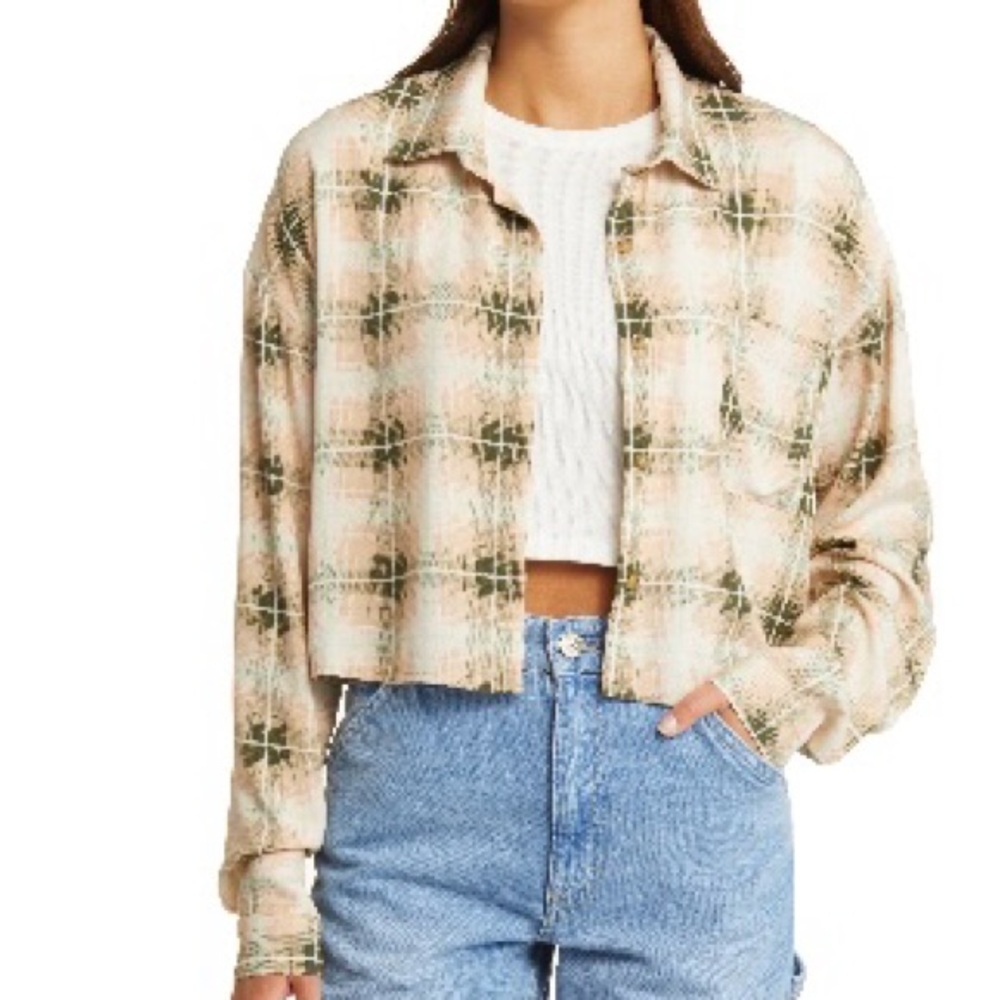 BP Plaid Button Down Shirt - Green and Cream